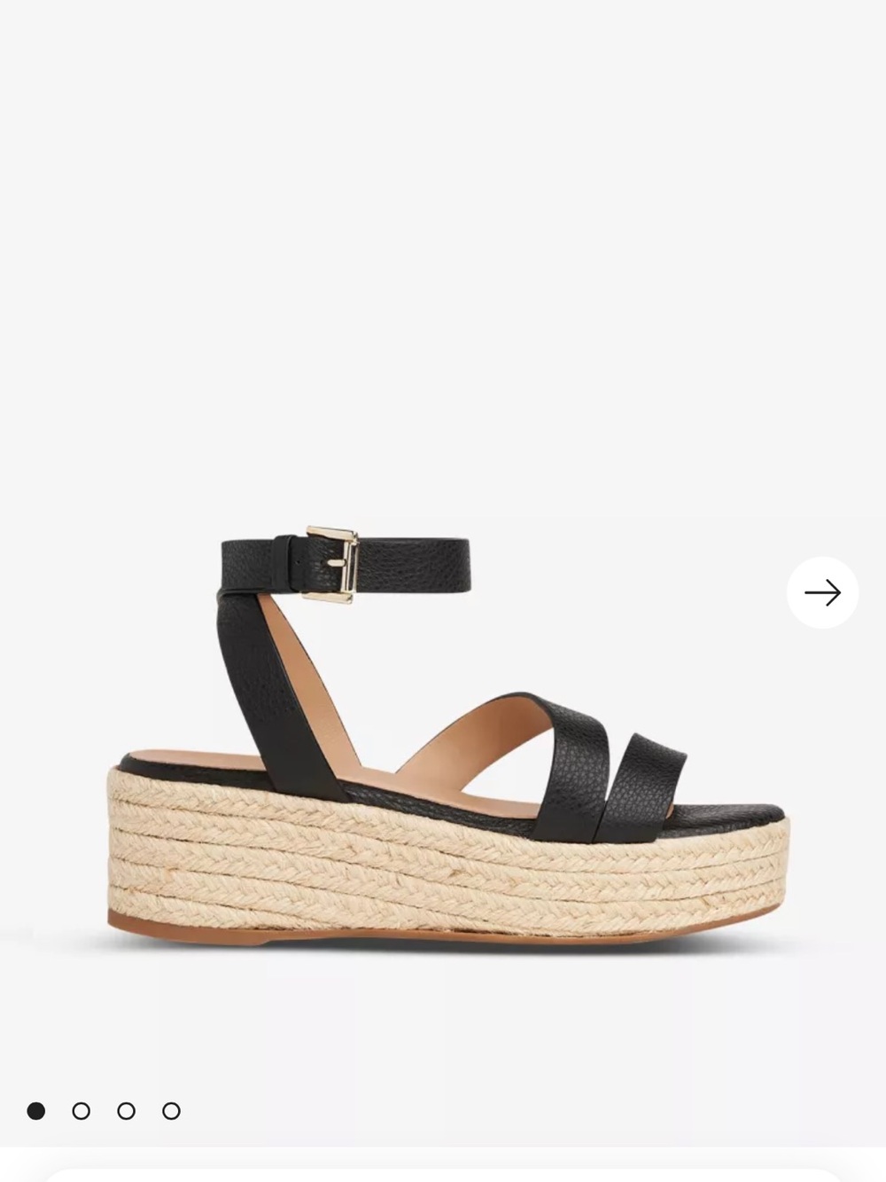 LK Bennet Black Leather Espadrille Slide Sandals with Ankle Tie